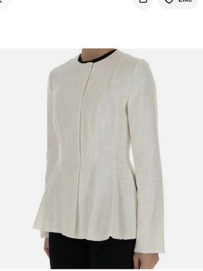 NWT Theory Cream lined Textured Rice Canvas Tweed Movement Jacket